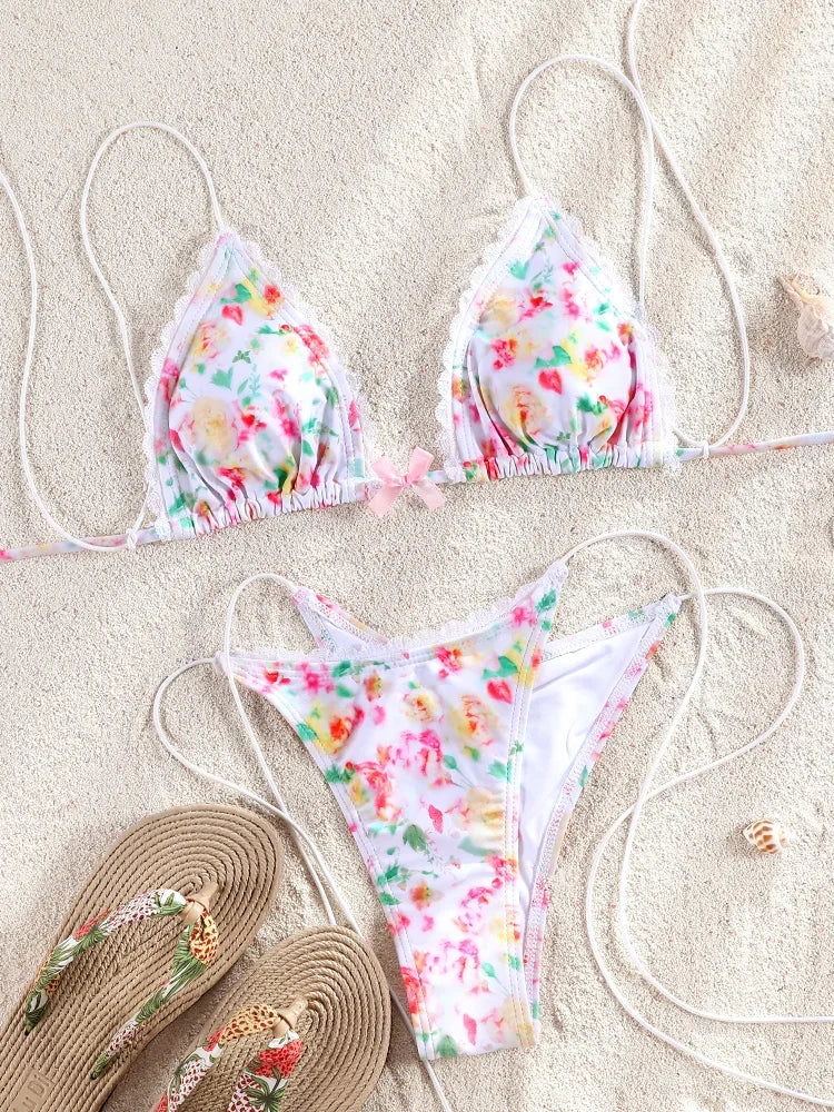 Two Piece Suit Bikinis 2026 Women Swimsuit Push Up Bathing Suit Sexy Bikinis Sets Swimwear Print Beachwear Solid Biquinis