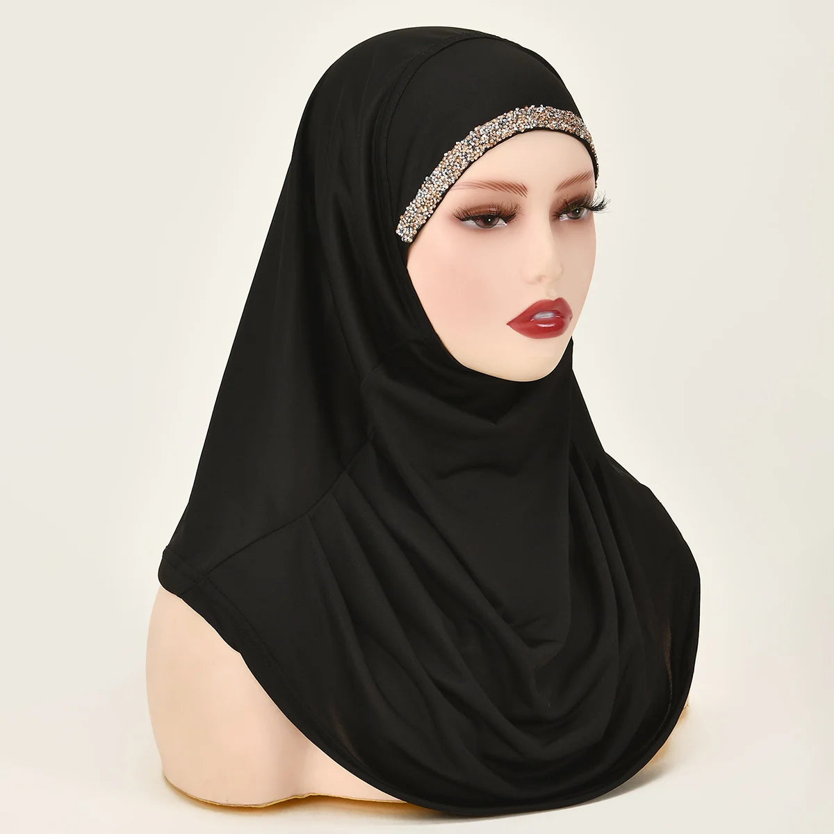 New Ready To Go Wear Instant Hijab for Women Solid Color Hemp Headscarf Neck Cover Sports Hijabs Pinless Islam Shawls and Wraps