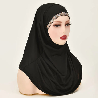 New Ready To Go Wear Instant Hijab for Women Solid Color Hemp Headscarf Neck Cover Sports Hijabs Pinless Islam Shawls and Wraps