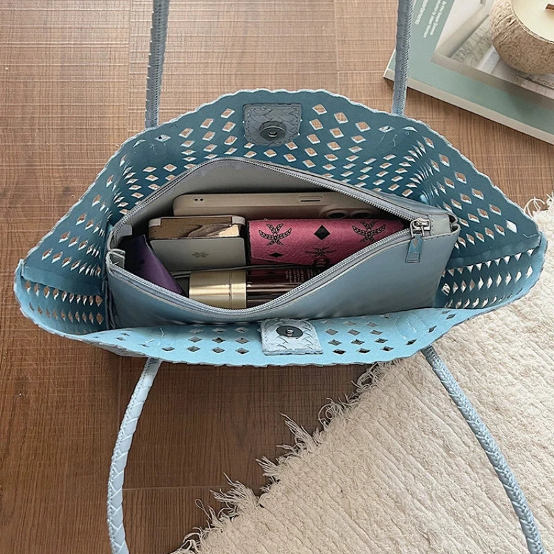 Weave Hollow Out Shoulder Bags for Women 2026 Summer Luxury Designer Hand Bag Females Beach Bags Handbags and Purses