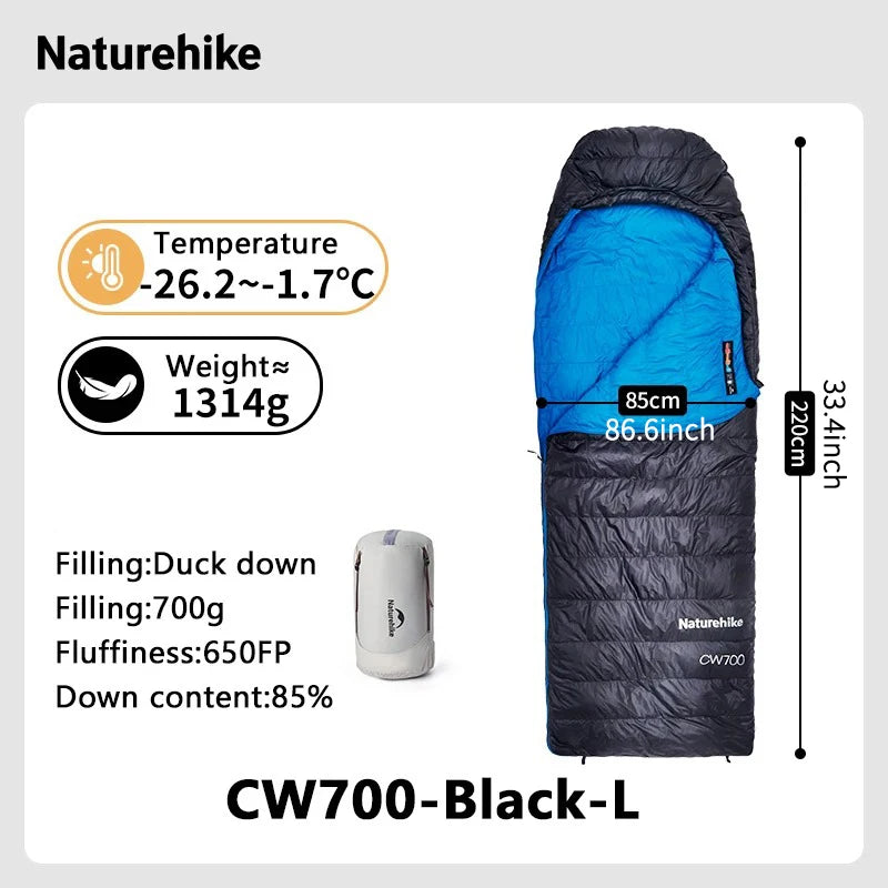 Naturehike 2025 New CW700 Camping Sleeping Bag Ultralight Warm 3 Season Sleeping Quilt Waterproof 700g Duck Down Sleeping Bags