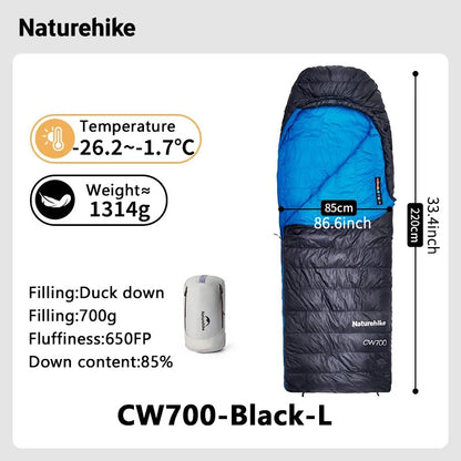 Naturehike 2025 New CW700 Camping Sleeping Bag Ultralight Warm 3 Season Sleeping Quilt Waterproof 700g Duck Down Sleeping Bags
