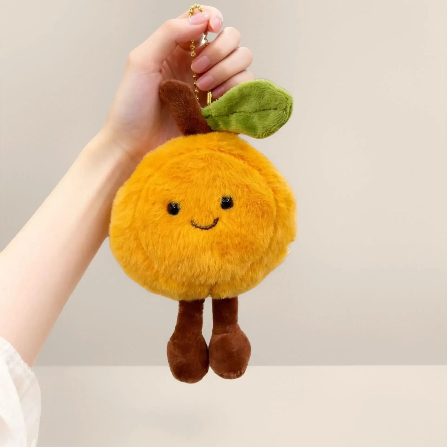 Cartoon Cute Fruit and Vegetable Plush Series Keychain Toy Peach Pear Cherry Doll Smiling Face Fruit Decoration Pet Gift