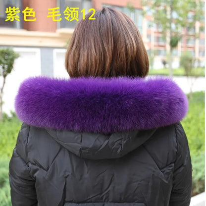 100% Real Fox Fur Collar Winter removable fur Hood Trims Warm Furry Decor Shawls for Coat Parkas Luxury Female fur Scarf
