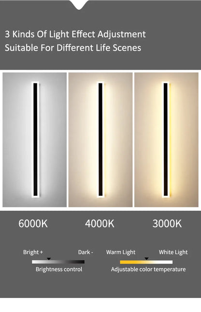 Modern Waterproof outdoor Long Strip LED wall lamps IP65 Iron Wall Light Garden porch Sconce Lights 110V 220V wall washer