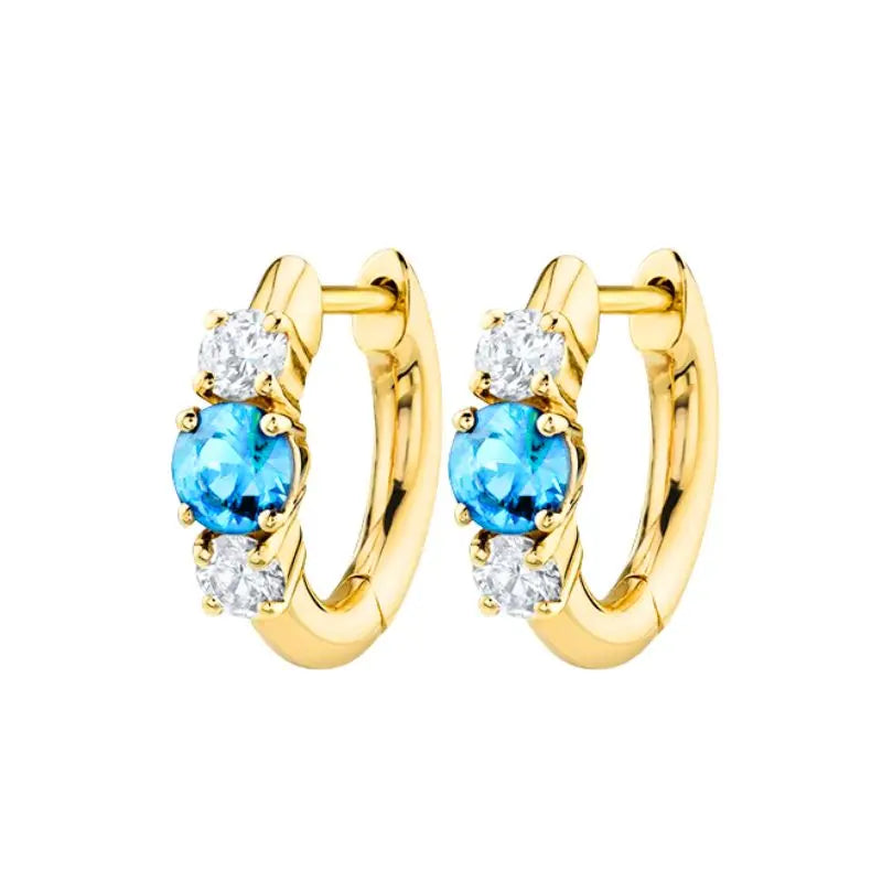 925 Sterling Silver Needle Light Blue Zircon Stud Earrings for Women Fashion Blue Enamel Pendant Earrings Luxury Jewelry Gifts