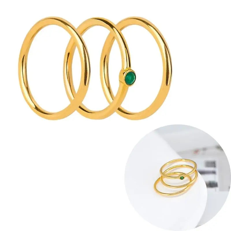 24K Gold Plated Colorful Crystal Gold Rings Turquoise Engagement Wedding Anniversary Ring Light Luxury Fashion Jewelry Gifts A40