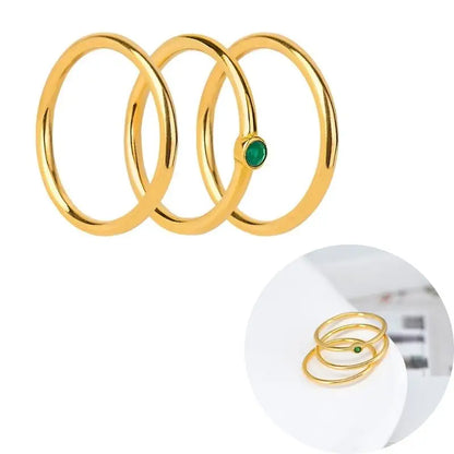 24K Gold Plated Colorful Crystal Gold Rings Turquoise Engagement Wedding Anniversary Ring Light Luxury Fashion Jewelry Gifts A40