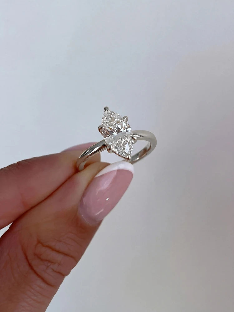Moonla 925 Sterling Silver Classic 1-3 Carats Marquise Zircon Ring For Women Engagement Party Luxury High Quality Fine Jewelry