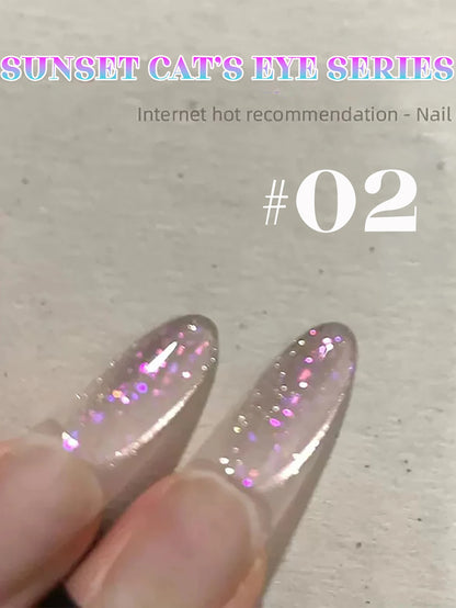 1-24pcs WS Romantic Purple Cat Eye Gel Nail Polish New Style Super Flash Versatile Whitening Purple Glass Bead Cat Nail Salon