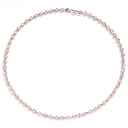 FEOBUR 3mm Round Moissanite Tennis Necklace for Women Certified S925 Sterling Silver Bubble Diamond Choker High Quality Jewelry