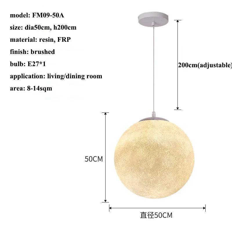 Nordic Moon Led Pendant Lights for Living Room Dining Bedroom Home Decorations Chandelier Cafe Restaurant Hanging Lamp Luminaire