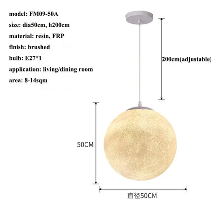 Nordic Moon Led Pendant Lights for Living Room Dining Bedroom Home Decorations Chandelier Cafe Restaurant Hanging Lamp Luminaire