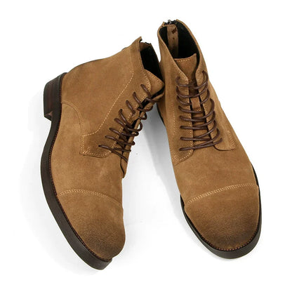 Retro Men Boots Genuine Leather Men's Ankle Boots Rear Zipper Desert Boots Handmade Cowhide Suede Men's Leather Shoes Quality