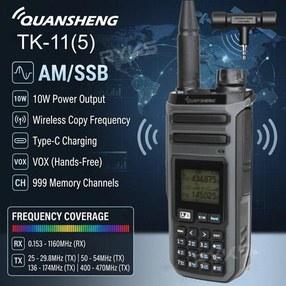 Quansheng Original Tk11 (5)  27 Mhz Walkie Talkie Handheld 10W Frequency Wireless Am Fm Ham