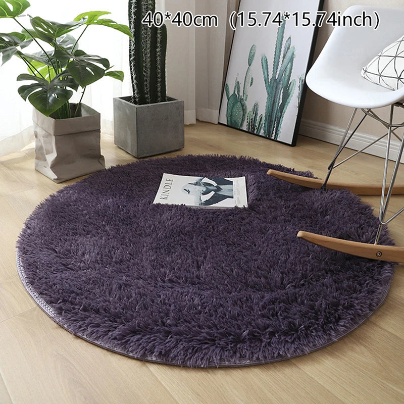 New Fluffy Wool Rug Living Room Carpets Faux Fur Round Mat Kids Room Long Plush Rugs Home Bedroom Decor Shaggy Carpet