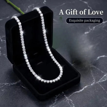 D VVS1 Moissanite 925 Sterling Silver Tennis Necklace with GRA Pass Diamond Test for Women Man Sparkling Jewelry Party Gifts