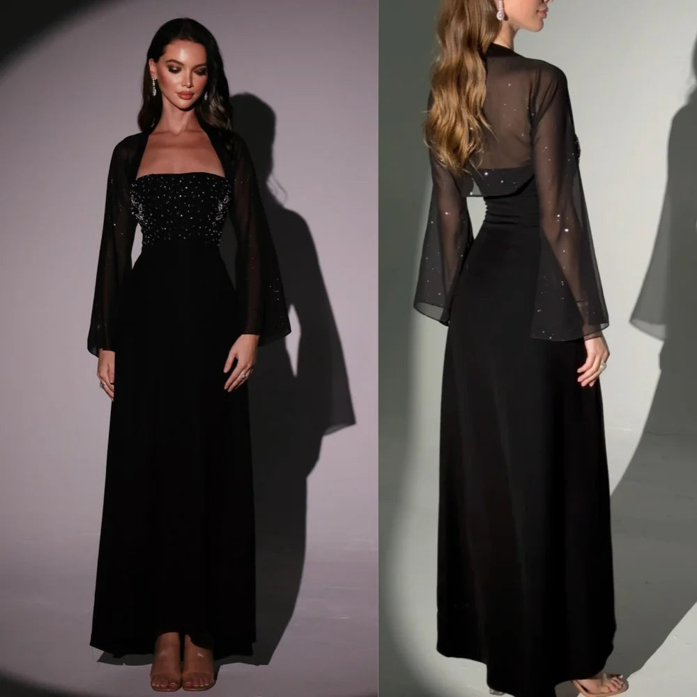 Customized Jersey Sequined Ruched Graduation A-line Square Neck Bespoke Occasion Gown Midi Dresses