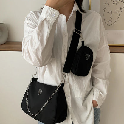 Woman Female Fashion Causal Handbag Set Crossbody Bags Shoulder Handbags 2in1 Sling Bag Trend Hand Bag For Travel Shopping
