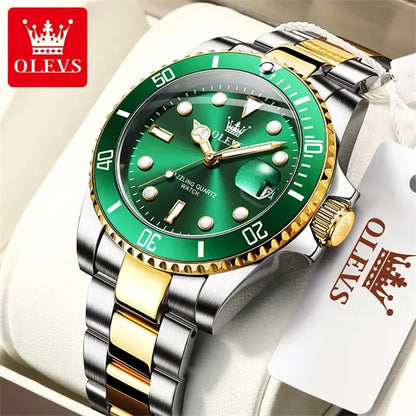OLEVS Original Quartz Watch for Men Stainles Steel Waterproof Sports Watches Fashion Luxury Top Brand Men's Wristwatches 5885