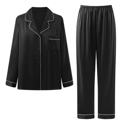 100% Mulberry Silk Pajamas Set for Women Long Sleeve Sleepwear Spring Summer Breathable Lounge Robe Comfortable Cool Silk