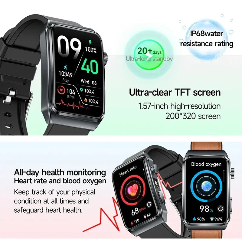 2025 New Nursing Grade ECG+PPG Pulse therapy Smartwatch Men Blood lipid Uric acid Bluetooth call Health Bracelet For Android iOS