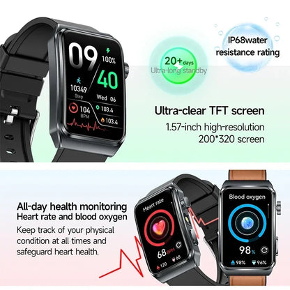 2025 New Nursing Grade ECG+PPG Pulse therapy Smartwatch Men Blood lipid Uric acid Bluetooth call Health Bracelet For Android iOS