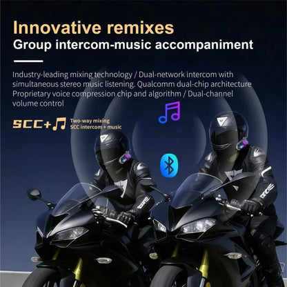 X3 Pro Motorcycle Helmet Bluetooth Headset 2-Riders Intercom 1000M BT6.0 IPX6 Waterproof Voice Assistant NoiseReduction FM Radio