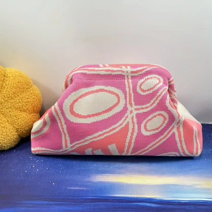 Trendy knitted clip bag versatile large capacity suitable for storage bags New high-end pattern clutch bag