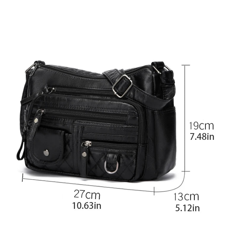 Women's Crossbody Bag, Synthetic Leather Shoulder Bag with Adjustable Shoulder Straps, Lightweight Multi Pocket Bag with Zipper