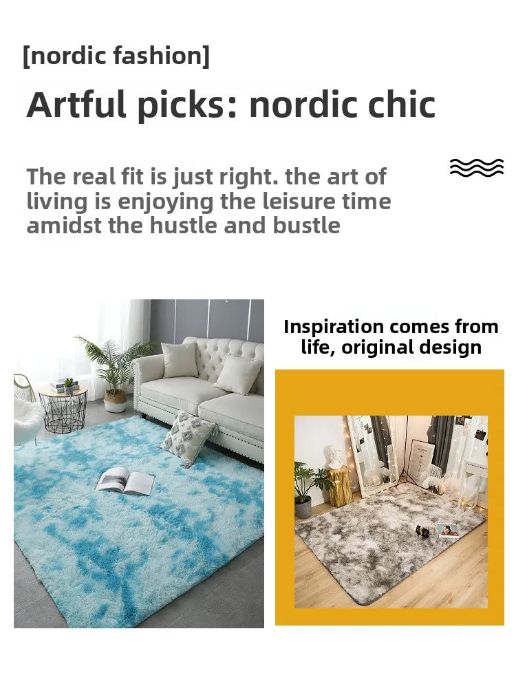 Nordic Ins Wind Tie-dye Gradual Change Silk Plush PV Plush Living Room Coffee Table Mattress Bedside Bedroom Dining Room Carpet