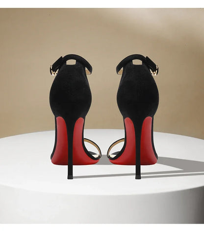 Sandals, Women's Summer New High Heels, Women's Slim Heels, Sexy and Fashionable, Golden Open Toe Straight Strap Sandals