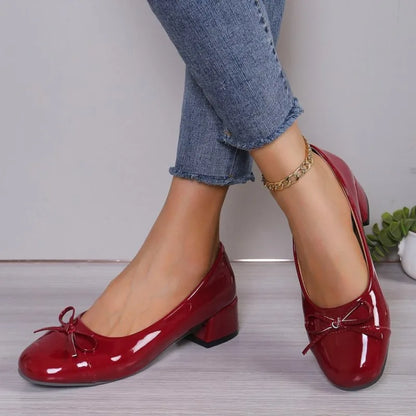 Luxury Woman Mary Jane Shoes Fashion ladies Pumps Round Toe Bow-knot Ballet high heels Platform Office Shoes Zapatos De Mujer