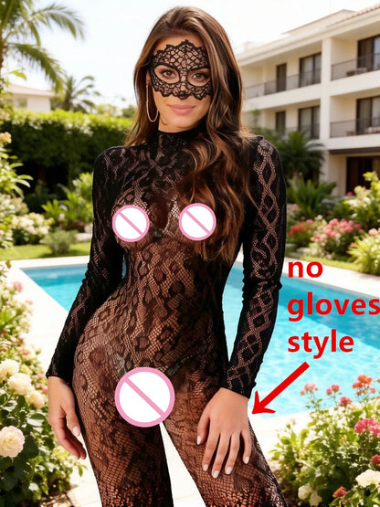 Women Lingeries Leopard Vintage Fashion Lace Up Suits Black Sexy Slim Bodysuits Jumpsuit Streetwear Long Sleeve Backless Bodycon