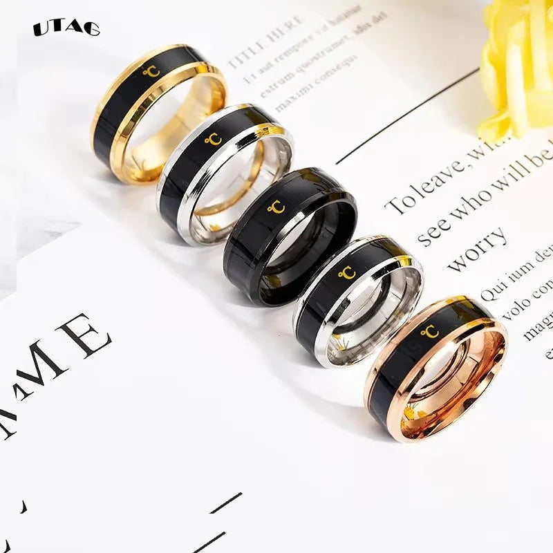 UTAG Smart Sensor Body Temperature Ring Stainless Steel Fashion Display Real-time Temperature Test Finger Rings