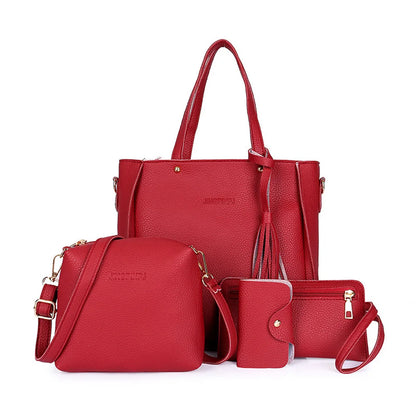 4pcs/set Women Elegant Tote Bags Heavy Duty Multiple Colors Available Bag for Eyeglasses Phones Cosmetics