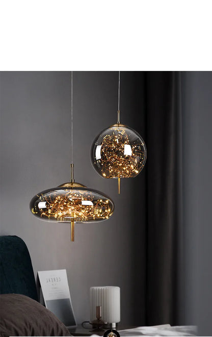 Modern Led Pendant Lamp Glass Ceiling Hanging Lights Fixture Luminaire Chandeliers Lustres Suspension Luminaire Bedroom Decor