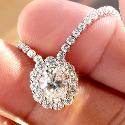 HORRIPAL D VVS1 All Moissanite Necklace for Women S925 Sterling Silver GRA Certified A Set Elegant Luxury Wedding Fine Jewelry