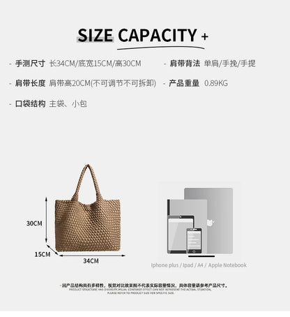 Large size women's tote bag Women's fashion bags 2024 Hot product Neoprene material women's hand-woven bag Large volume Tote bag