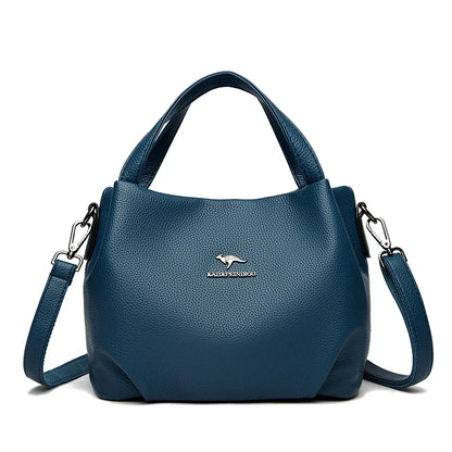 Genuine Soft PU Leather Handbags for Women Vintage Shoulder Tote Bag Luxury Designer Ladies Large Capacity Purse Bags Sac A Main