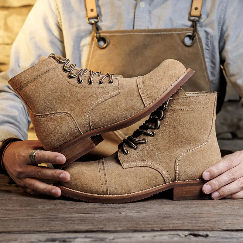 New High Quality Men Boots Motorcycle Boots Retro Comfortable Leisure Tooling Work Ankle Workwear Boots