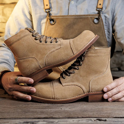 New High Quality Men Boots Motorcycle Boots Retro Comfortable Leisure Tooling Work Ankle Workwear Boots