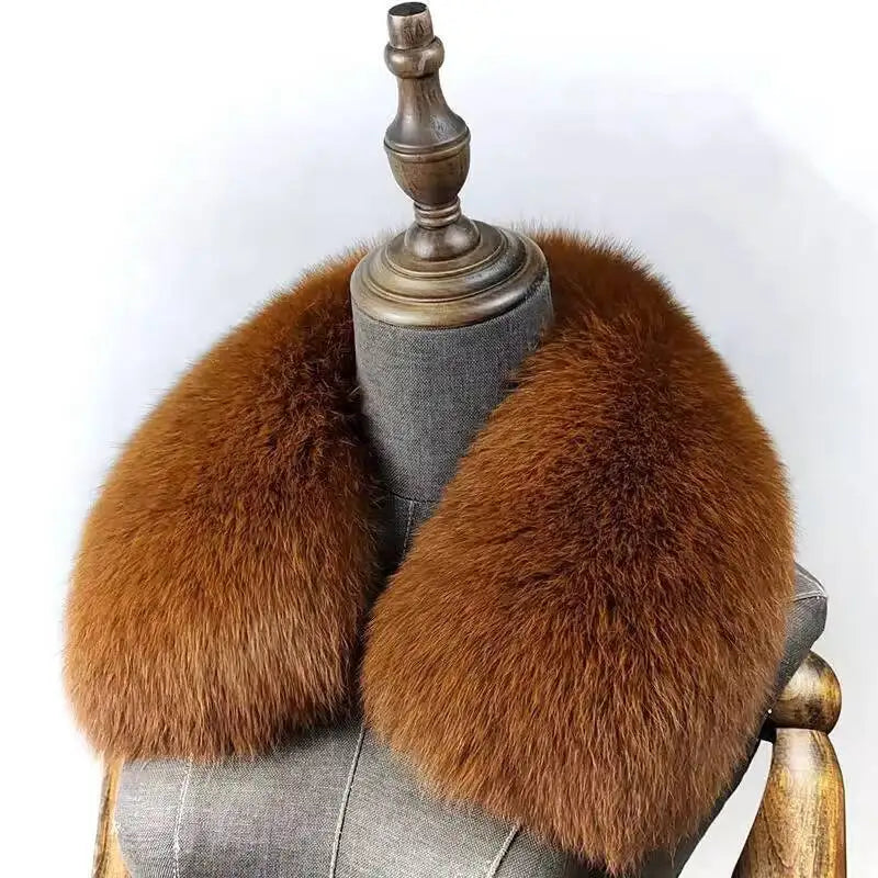 Natural Fox Fur Collar Removable Real Fur Square Collar for Coat Fashion Accessory for Women down Jacket Large Scarf Scarves
