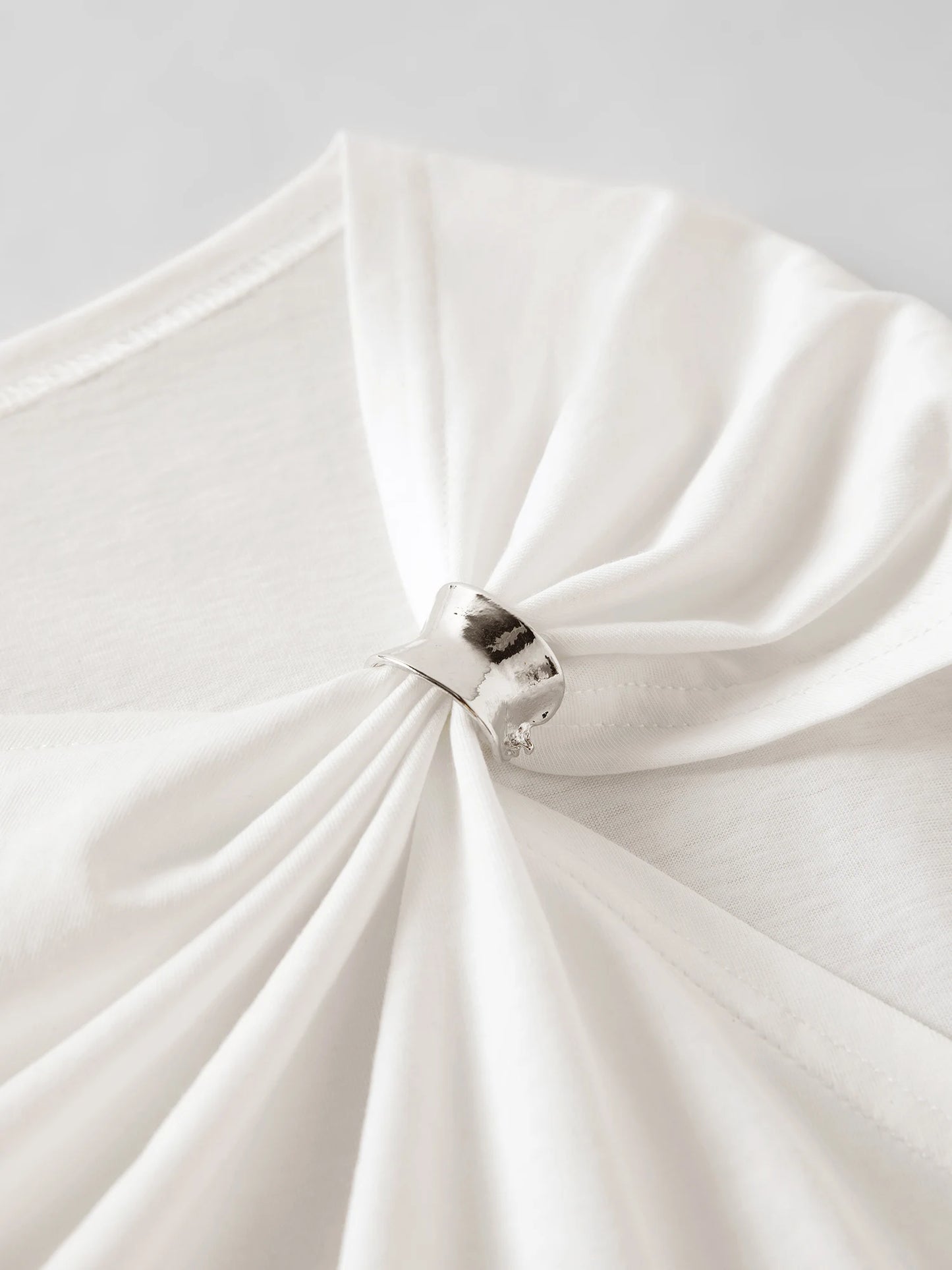 FSLE 【Premium Series】 Women's 2026 Summer New Asymmetrical Slant Neck Knit T-Shirt | Slim Fitted Stylish Top Cotton Contain Tops