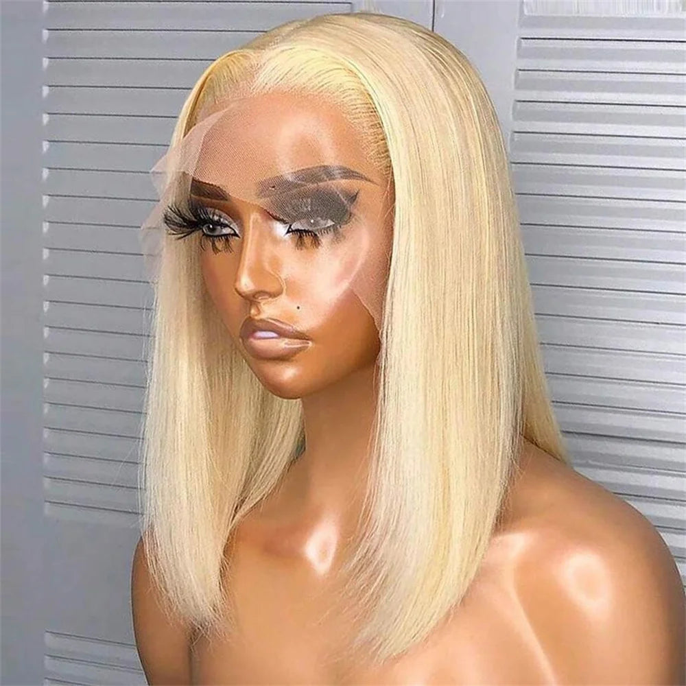 BOB Lace Front Wig Human Hair Straight 200% Full Density 13x4 HD Transparent Lace Frontal Wigs Bob Hair Lace Front Wig For Women
