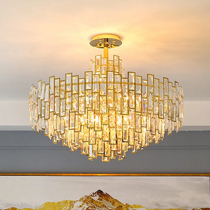 Luxury Dining Living Room Chandelier Modern Round Ceiling Pendant Lights Interior Decoration Golde Crystal Led Ceiling Light