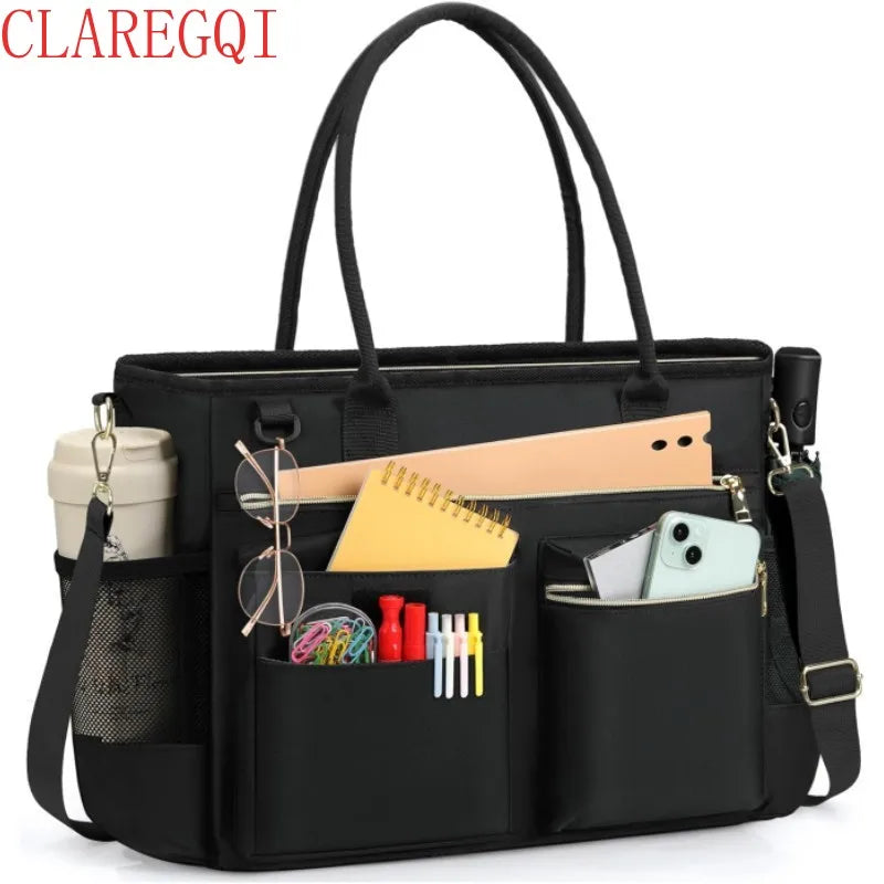 Fashionable large capacity commuting business teacher storage computer official documents women's handheld handbag reusable