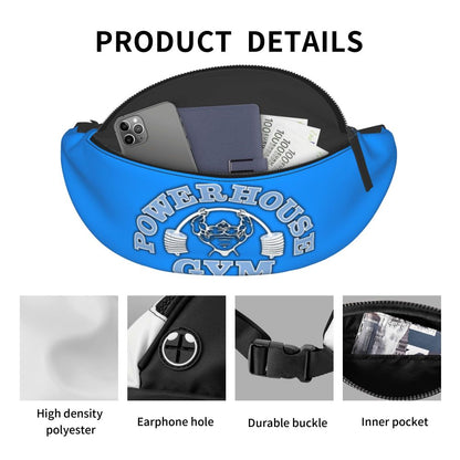 Powerhouse Gym Fanny Bag Custom Bodybuilders Fitness Crossbody Waist Pack Men Women Cycling Camping Phone Money Pouch