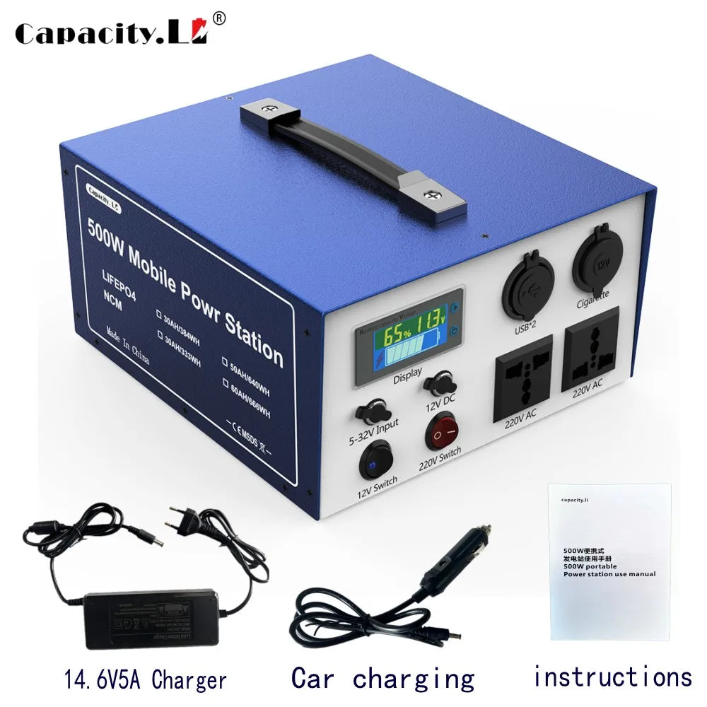 12v50AH Lifepo4 battery Portable power station 60AH Lithium Inverter 220V 500W For Outdoor Camping available mobile 30AH 25AH