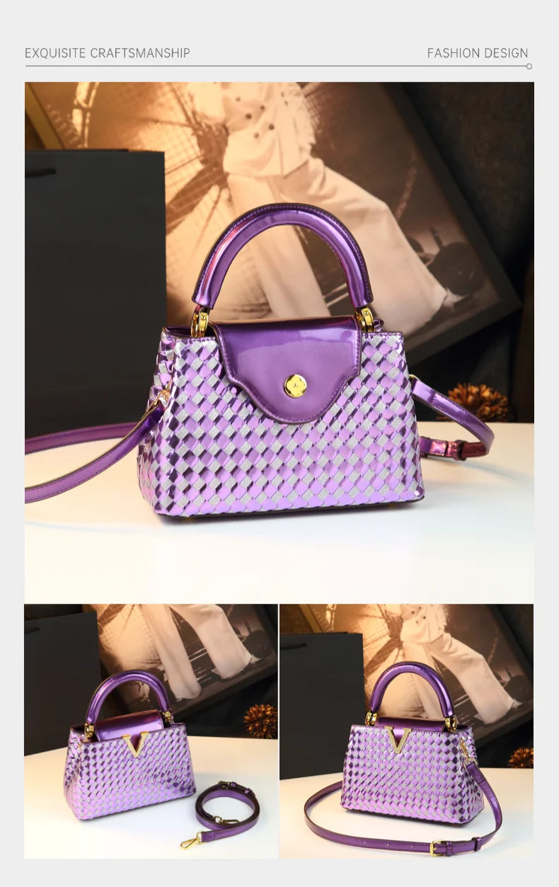 Genuine Leather Woven Handbag For Women 2026 New Light Luxury Women's Shoulder Bag Fashion Commuter Messenger Bag Versatile